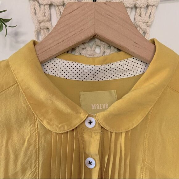 ANTHROPOLOGIE Maeve Anni Buttondown Collared Blouse Gold Yellow Size 12 - Picture 4 of 14